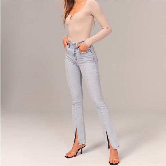 Abercrombie & Fitch The Skinny High Rise Jeans – Front Slit, Light Wash, Sz 29 - Picture 1 of 7